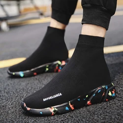 2026 Autumn New Mens Casual Shoes Fashion High Elastic Socks Male Sneakers Comfortable Breath Solid Colour High-top Man Footwear