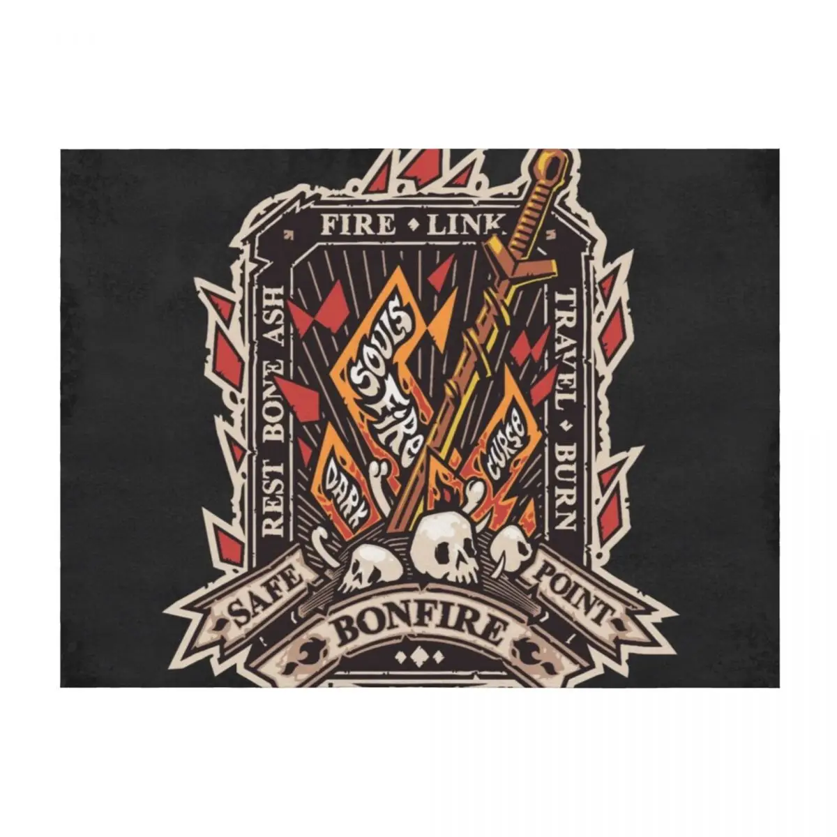 

Dark Bonfire Emblem with Curse Souls Color Throw Blanket Retros funny gift Giant Sofa Heavy Blankets