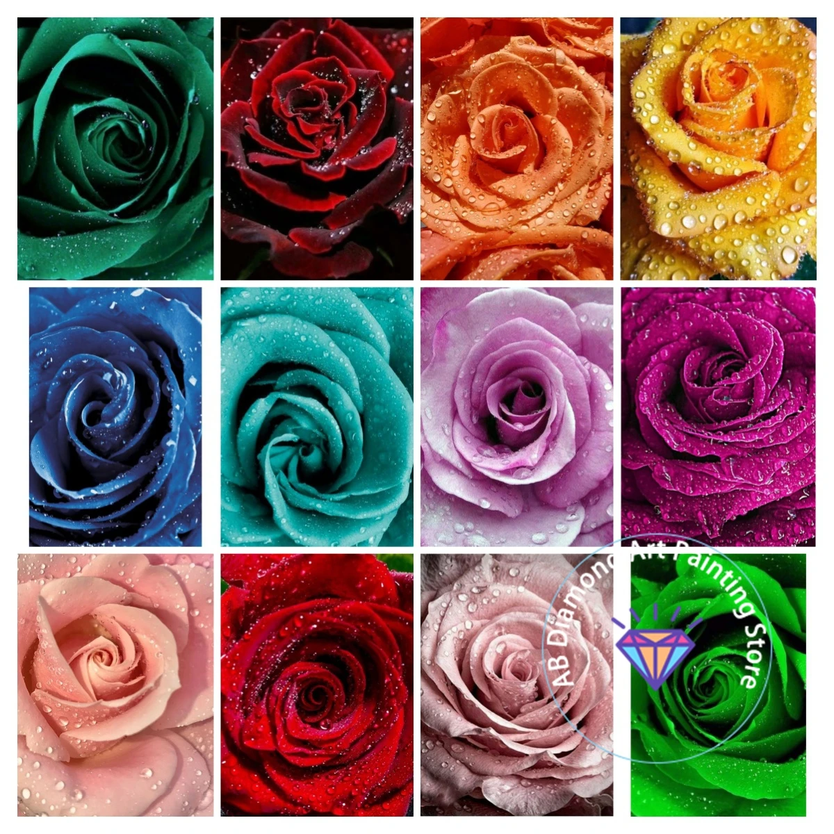 

Rose Raindrop AB Diamond Painting Kit 5D DIY Diamond Embroidery Cross Embroidery Handmade Art Gift Crafts Home Decoration