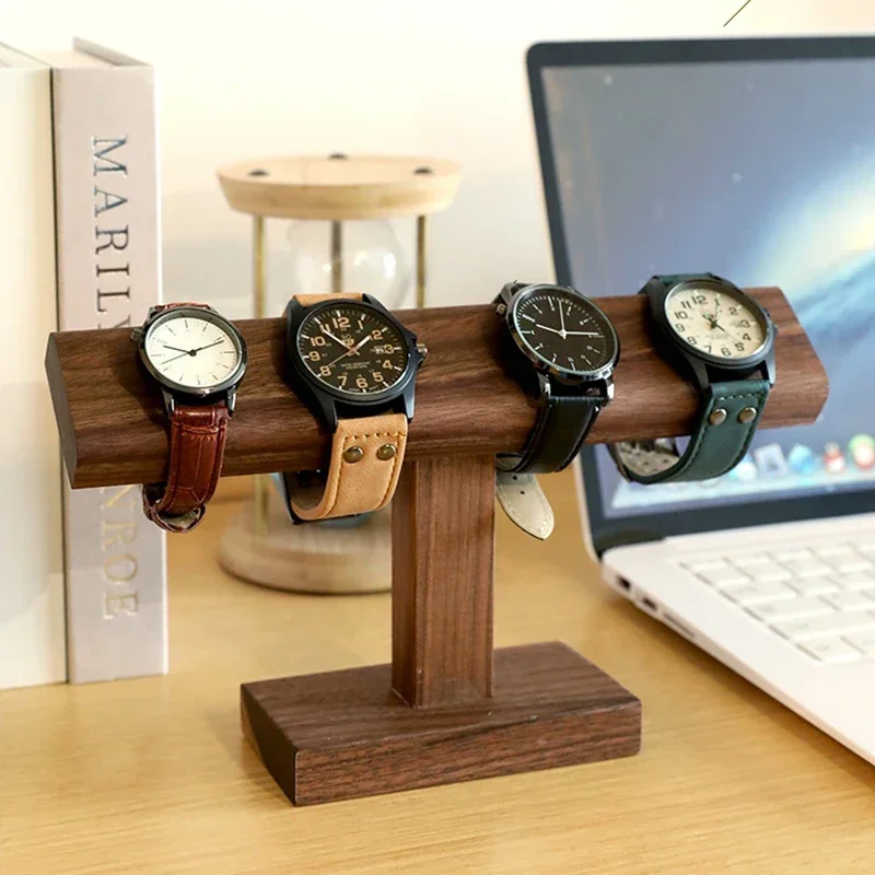 Wooden New T-Bar Vintage Walnut Bracelet Chain Watch Rack Jewelry Organizer Hard Display Stand Holder Size