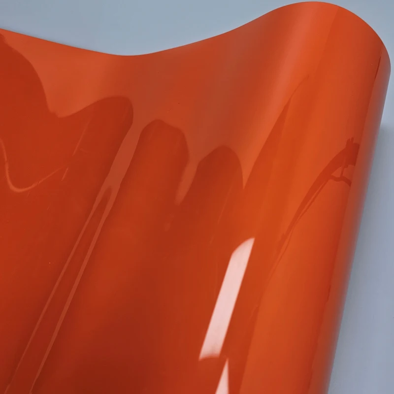 50cm*300cm High Glossy crystal racing Orange Gloss vinyl Wrap Red Glossy  Car wrapping paper car wrap roll Motorcycle Sticker