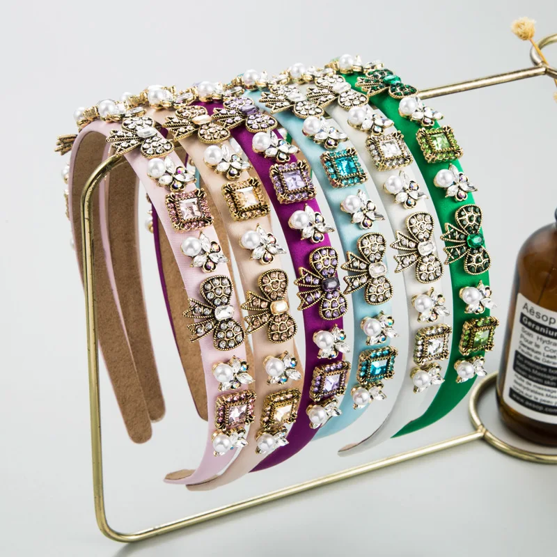 

New Baroque Style Fine Edge Rhinestone Pearl Headband for Women's Korean High Grade Retro Hair Accessories