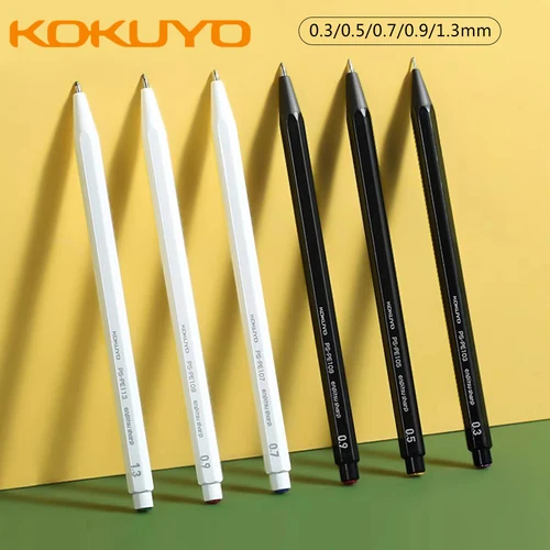 Imagen 1 del producto Lápiz mecánico japonés Kokuyo para pintar, 0,3/0,5/0,7/0,9/1,3mm, punta de bolígrafo retráctil, suministros escolares con núcleo de plomo Original, 1 Uds.