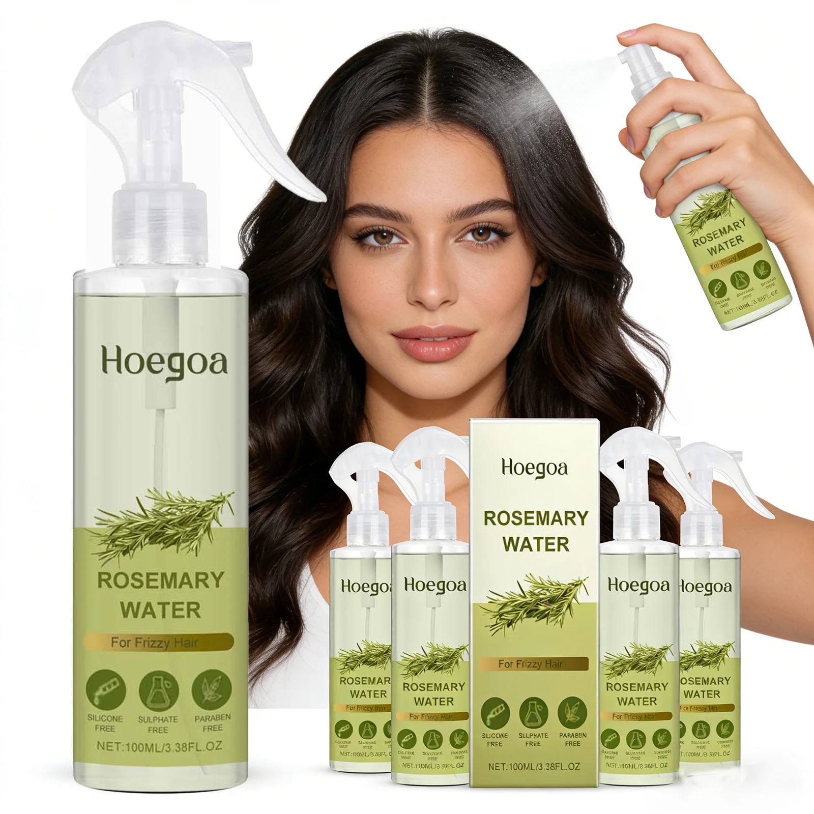 

Спрей-кондиционер для волос с розмарином - контроль жирности, глубокое питание, разглаживание, укрепление волос и восстановление повреждений, с нежным ароматом