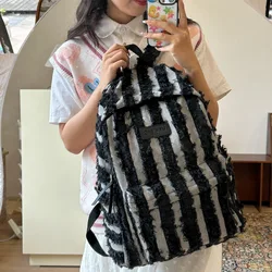 American Style Denim Backpacks Large Capacity Canvas Satchels Stripe Cloth School Bags Cotton Leisure Or Travel Bags For Women