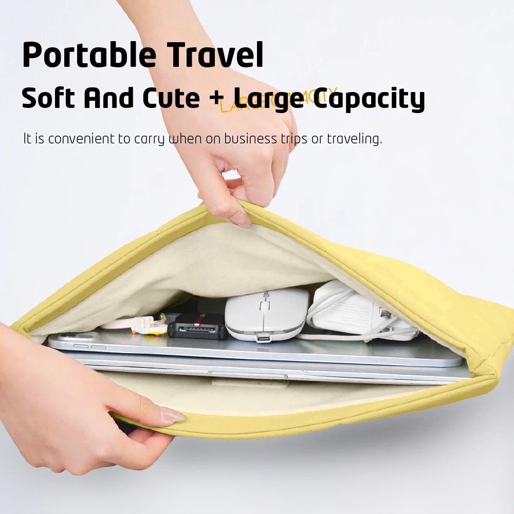 กระเป๋าใส่แล็ปท็อปแบบปิดด้วยแม่เหล็ก ขนาด 13 14 นิ้ว สำหรับ MacBook Air/iPad Pro HP Lenovo กระเป๋าโน้ตบุ๊กแบบป้องกันพร้อมซับในขนนุ่มสำหรับผู้หญิง
