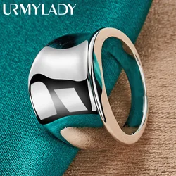 URMYLADY 925 Sterling Silver Smooth Star Track 6-10# Ring For Women Wedding Engagement Fashion Charm Jewelry