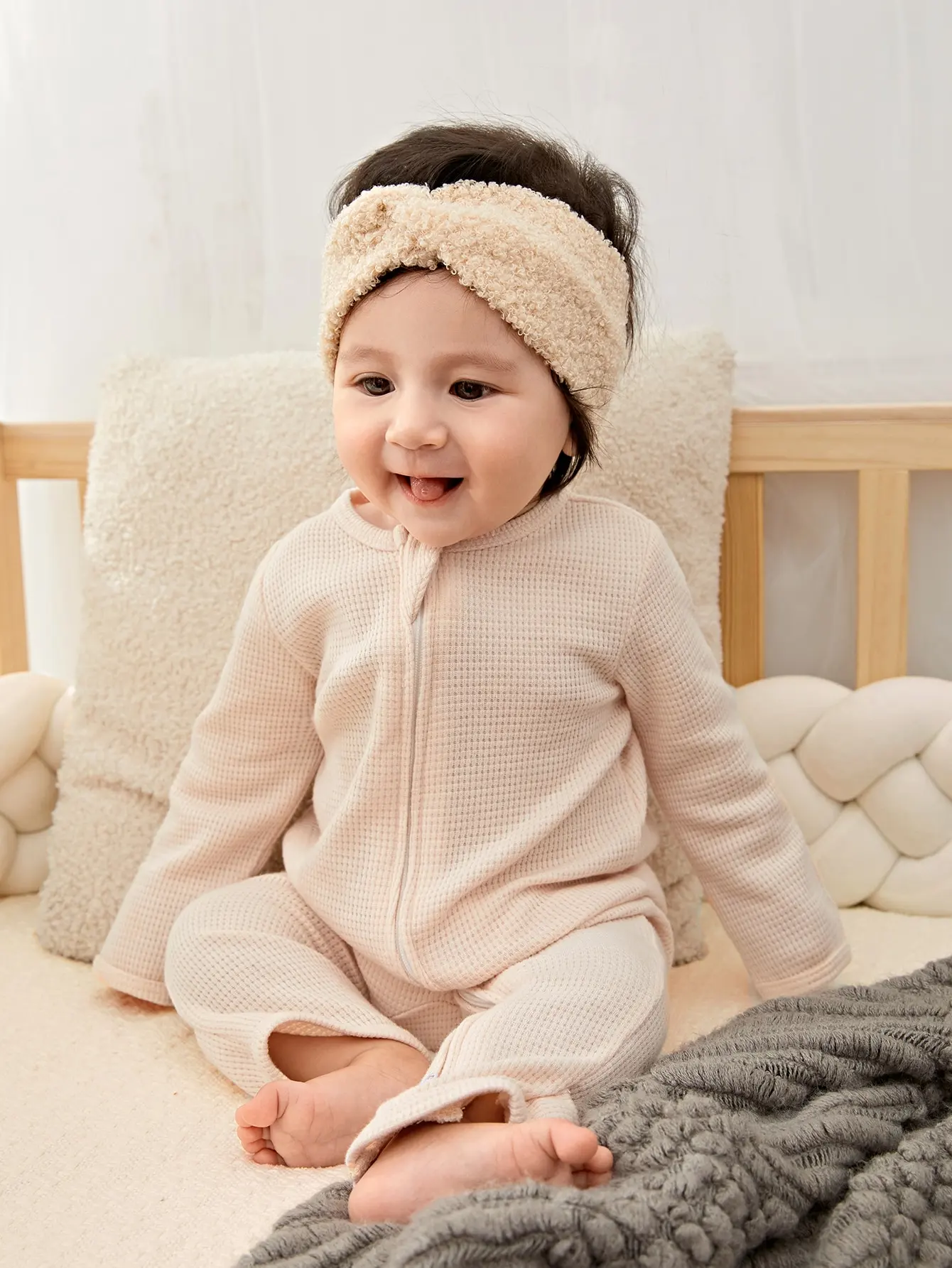 المخملية الطفل الشتاء عقال لحديثي الولادة بنين بنات اليدوية العصابات الشعر المرنة بوتيك خمر عمامة الدافئة أغطية الرأس 2 قطعة #2