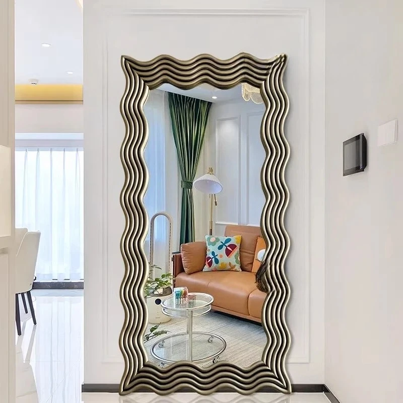 wave full-length mirror American light luxury special-shaped floor-to-ceiling full-length mirror Cloakroom large mirror