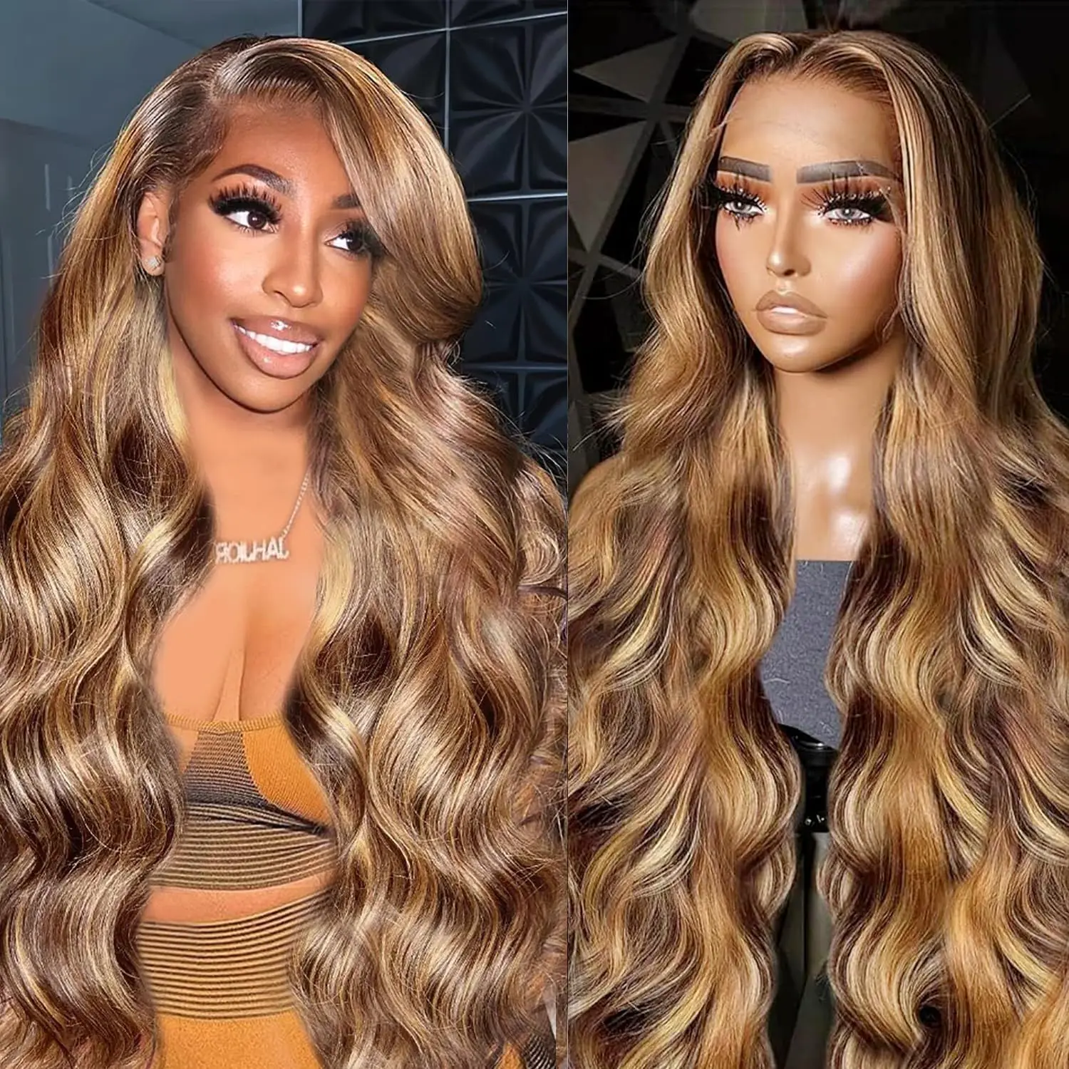 

Highlight Ombre Lace Front Wigs Human Hair 30 Inch 13X4 Body Wave Honey Blonde HD Lace Front Human Hair Wigs with Baby Hair