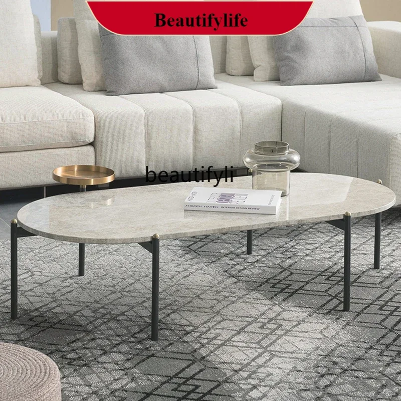 

Nordic Marble Coffee Table Living Room Sofa Side Table Metal Iron Art Modern Oval Coffee Table G1218