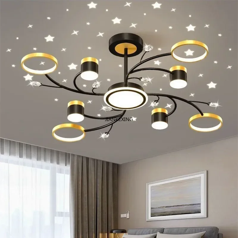 New Starry Sky Led Ceiling Chandelier Dimmable for Bedroom Living Room Hall Fashion Suspension Lamp House Decor Lighting Lusters