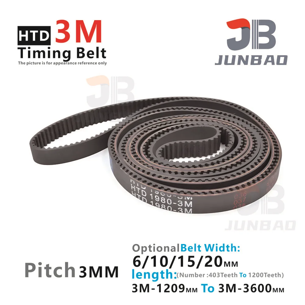 

Rubber Circular ARC Tooth HTD3M Timing Belt Pitch Length LP=1209 To 3600MM 403 To 1200Teeth Width 6 10 15 20 MM 3D Printer parts