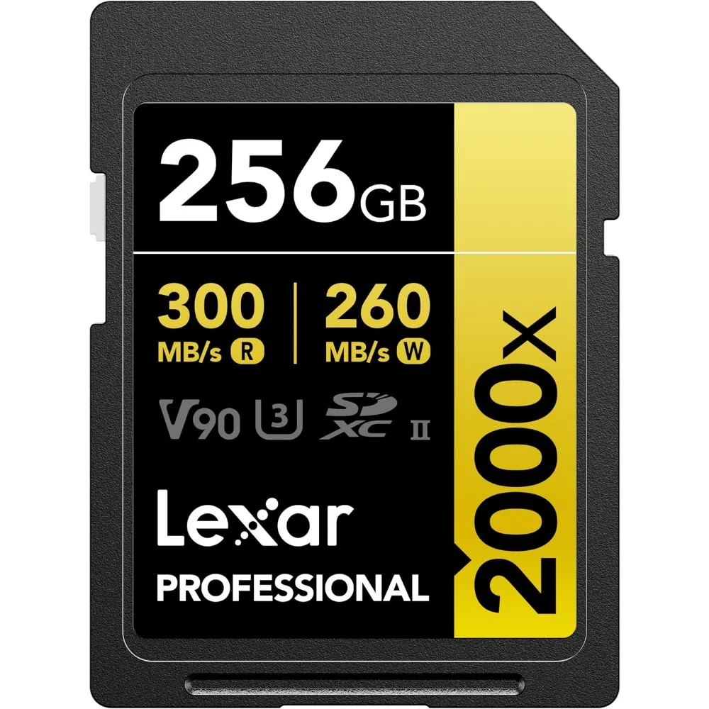 256GB Professional SD Card, UHS-II, C10, U3, V90, HD & 8K, Up to 300MB/s Read Speed, Compatible with DSLR and Video Cameras