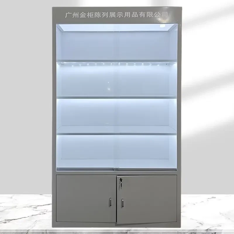 Commercial Glass Display Cabinet with Lock and Lighting Rack High Quality Factory Direct Sales for Shop Showcase Storage Unit