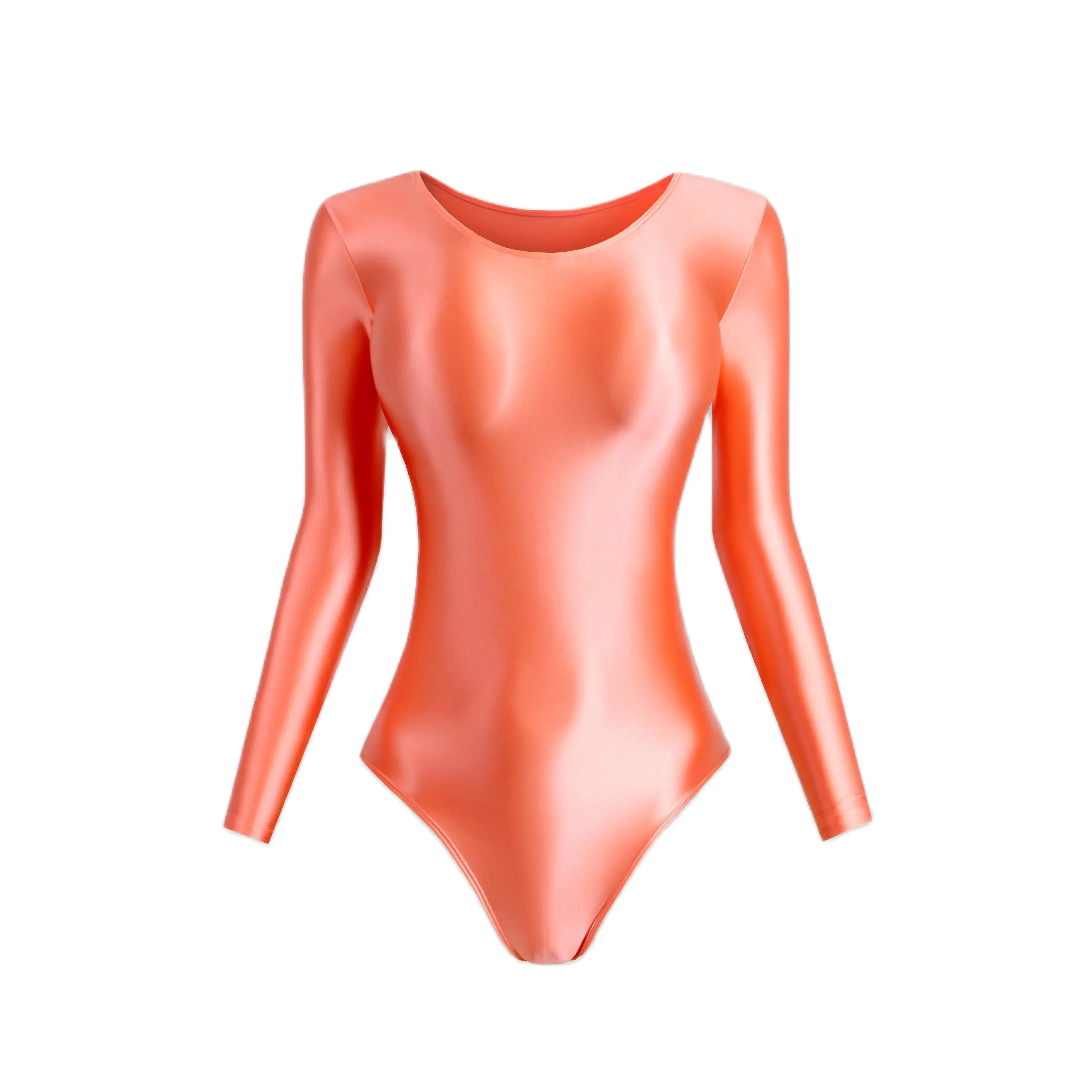 XCKNY glossiness Series collant olio lucido slip liscio costume intero a maniche lunghe Yoga abbigliamento sportivo tinta unita BODYSUIT MJINM