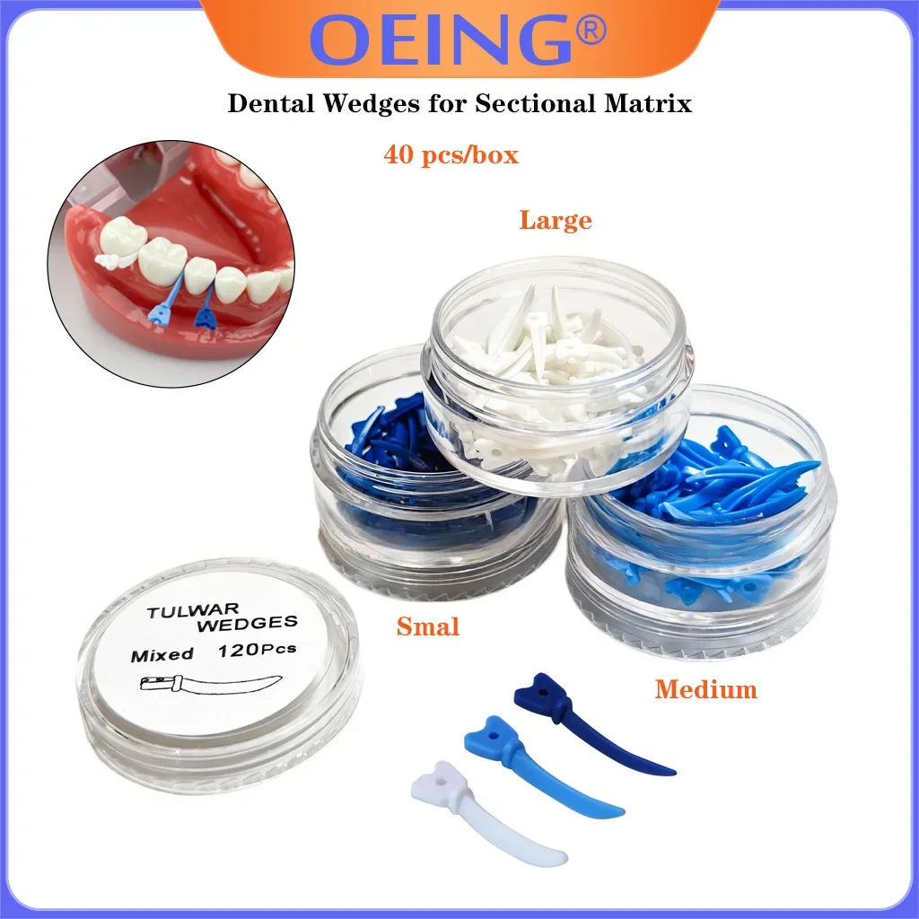 40 stks/doos Dental Tulwar Wiggen Wegwerp Plastic Wiggen Met Gat Tandheelkundige Wiggen voor Sectionele Matrix Systeem Refill Wedge