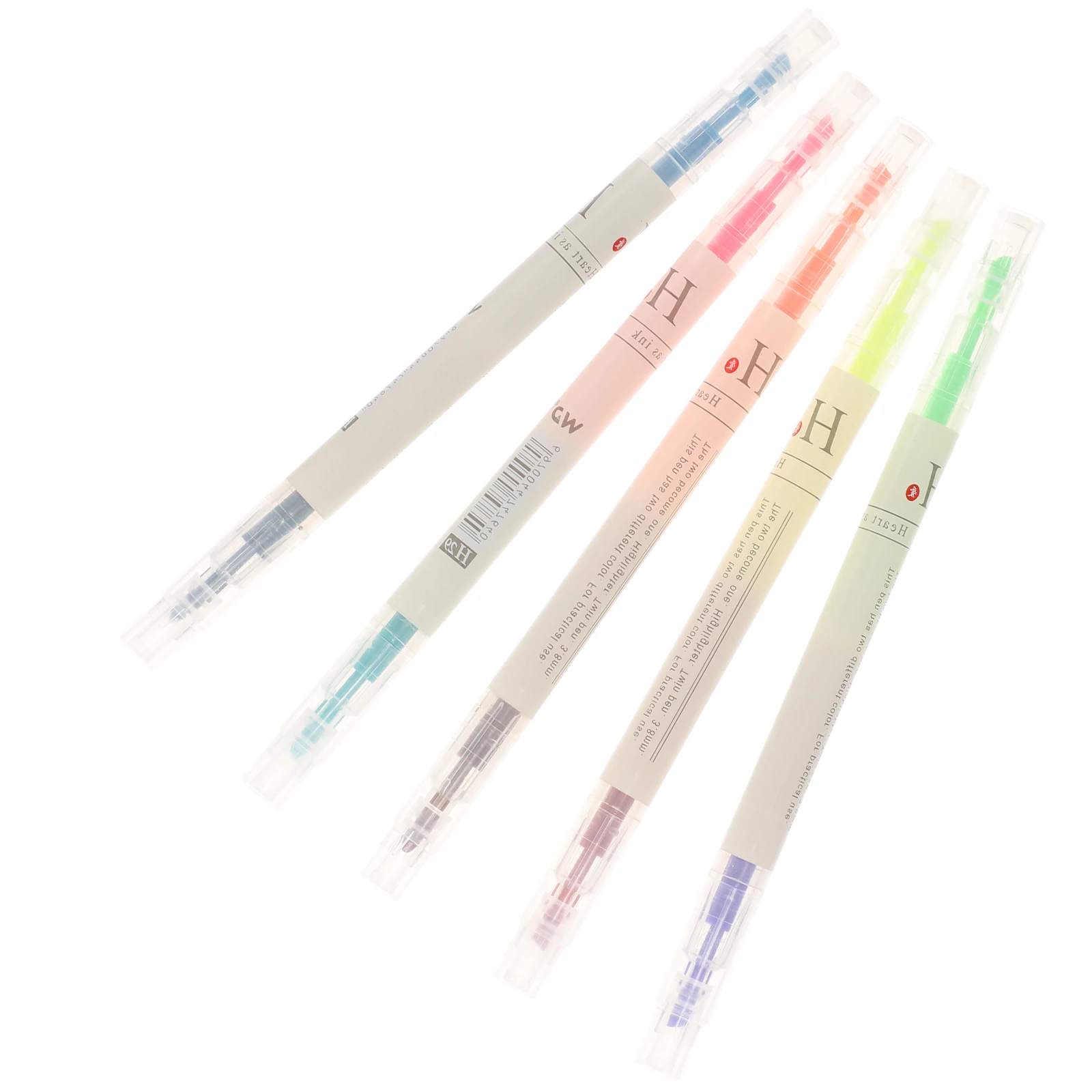 

5 Pcs Highlighter Watercolour Pen Marker Colored Round Head Fluorescent Colorful Writing Student