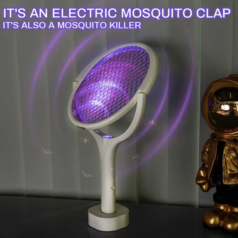 5-in-1 طوي قاتل الماموس الكهربائي القاتل منشة فخ USB قابلة للشحن البعوض مضرب مبيد حشري مع الأشعة فوق البنفسجية ضوء علة صاعق #3
