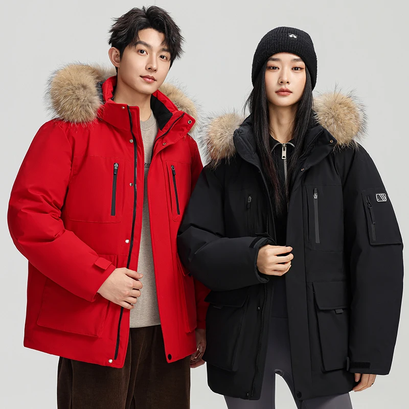 

Youth High-End down Jaet Men's Trendy ort Winter Neutral Sle Hooded Coat Winter New Couple's Outfit Polyester Fiber