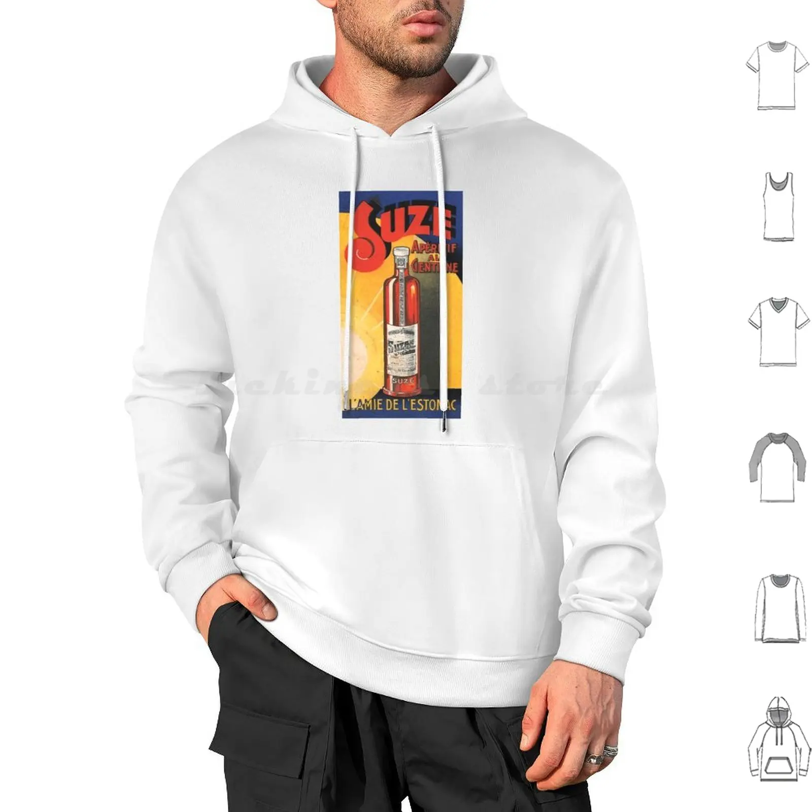 Suze Werbeplakat-Vintage Enzian Aperitif Hoodies Langarm Pub Vintage Retro Werbung Pastis Minze Pastille