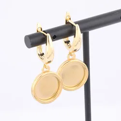6pcs Stainless Steel Gold Plated 12mm Cabochon Earring Base Blanks Diy U Shape Leverback Hooks Findings For Jewelry Making
