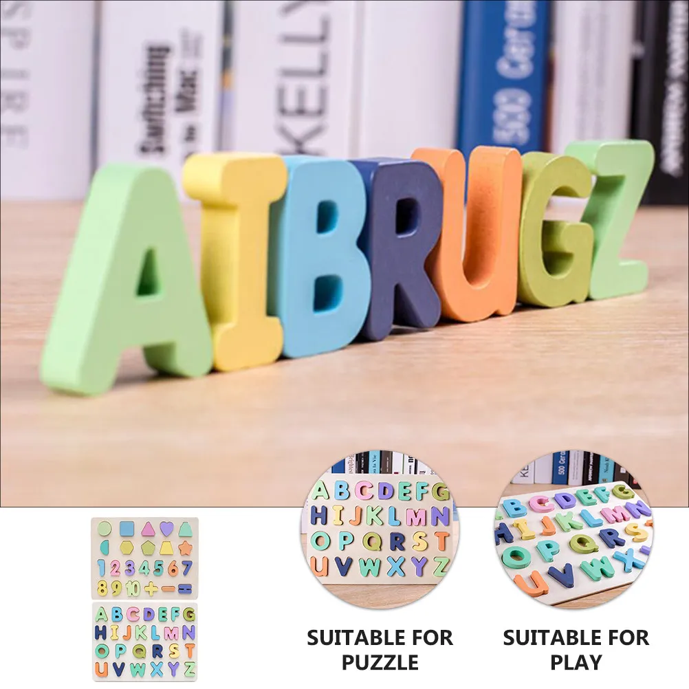 

2 набора красочных детских деревянных блоков с цифрами и буквами, головоломка для раннего обучения, развивающая игрушка для когнитивного развития ребенка