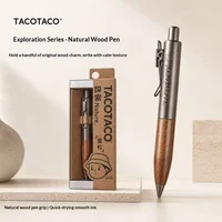 TACOTACO Limited Edition Natural Solid Wood Click Gel Pen, High-End Low-Center Pocket Writing Pen with Smooth Quick-Dry Black In 5