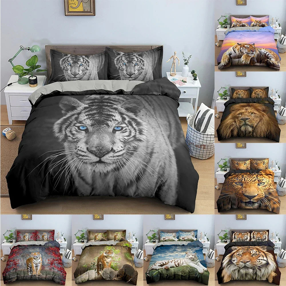 

Tiger Duvet Cover Ferocious Animal Bedding Set Comforter Covers With Pillowcase Single Double King Polyester Home Textile 2/3PCS