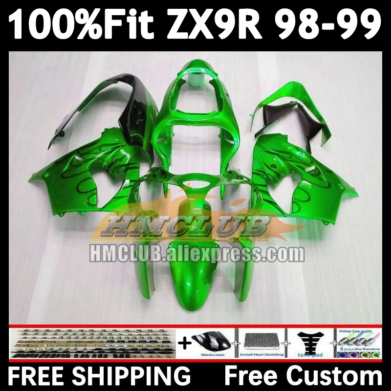 Injection Body For KAWASAKI metall green NINJA ZX9 R ZX 9R 9 R 900 1998 1999 164No.64 ZX900 900CC ZX-9R ZX9R 98 99 OEM Fairings