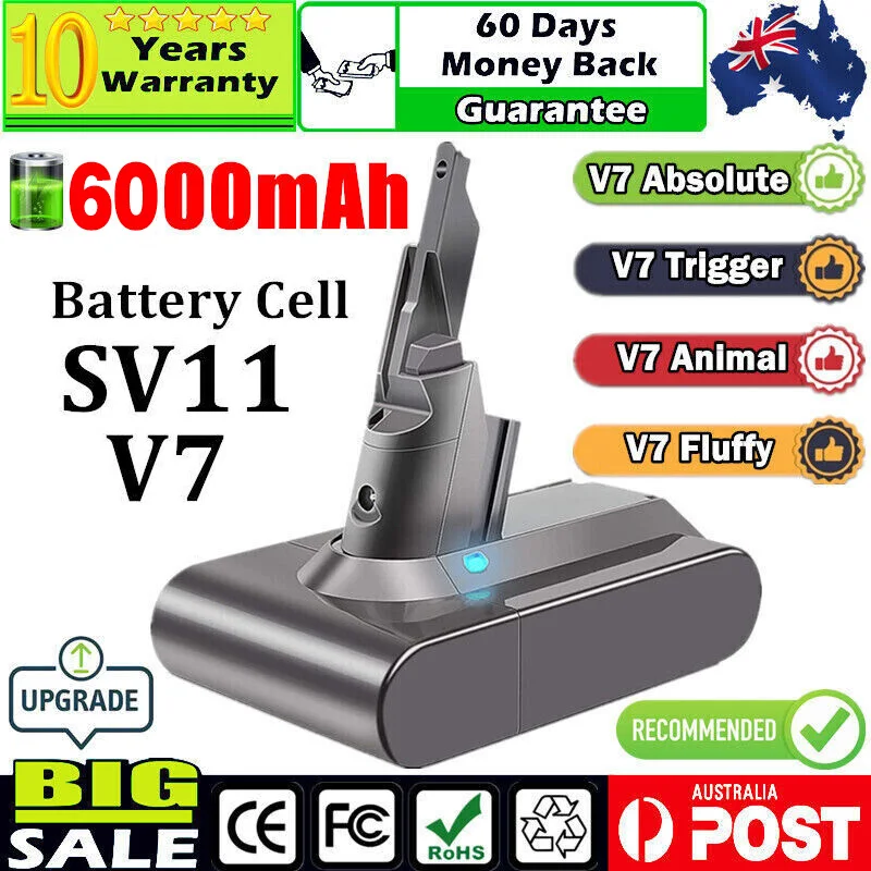 21.6V 6000mAh For Dyson V7 Battery SV11 V7 Animal V7 Motorhead V7 Absolute Battery for vacuum cleaner