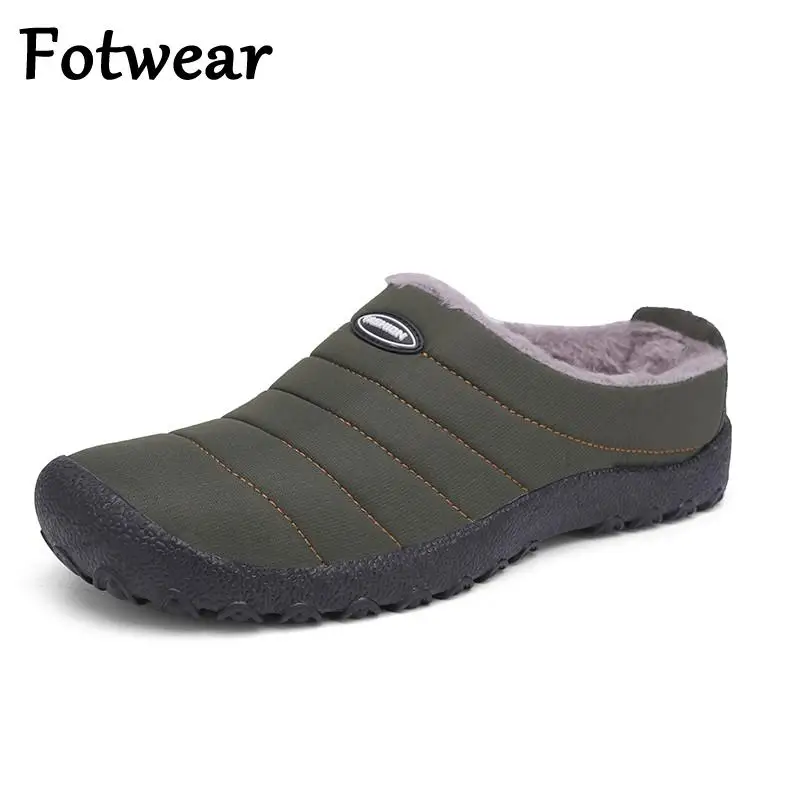 Winter Zu Hause Hausschuhe Wasserdichte Männer Schuhe Warme Plüsch Slip Auf Rutschen Unisex Indoor Herren Schuhe Pelz Freizeit Flache Baumwolle