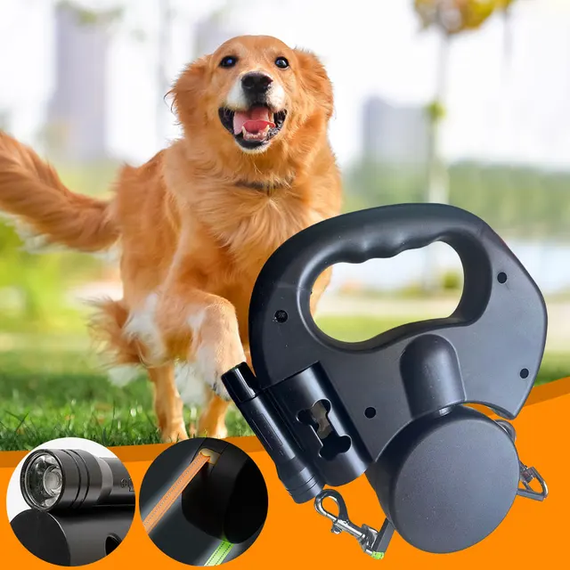 two dogs retractable puppy leash