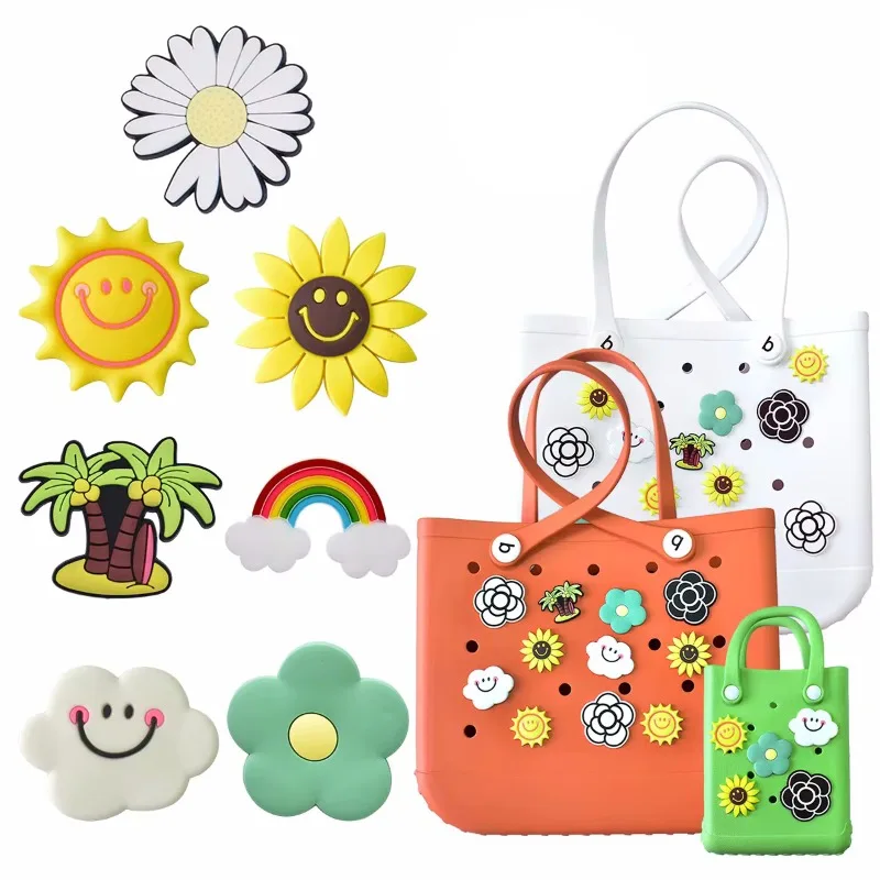 Cute Charm Bogg Bag Pins Bit Rubber Waterproof Summer Women Tote Beach Handbag Decorative Buckles Inserts Bogg Bag Accessories