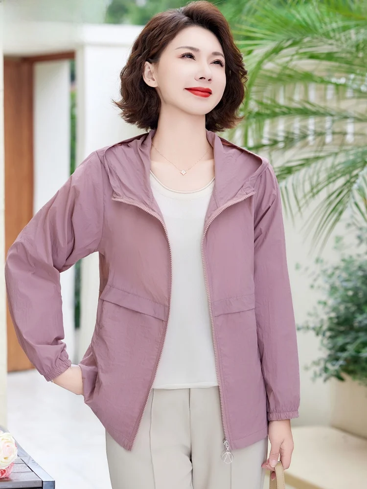 

Летняя повседневная легкая куртка с защитой от солнца для молодых мам, модная, свободного кроя, из полиэфирного волокна, на молнии