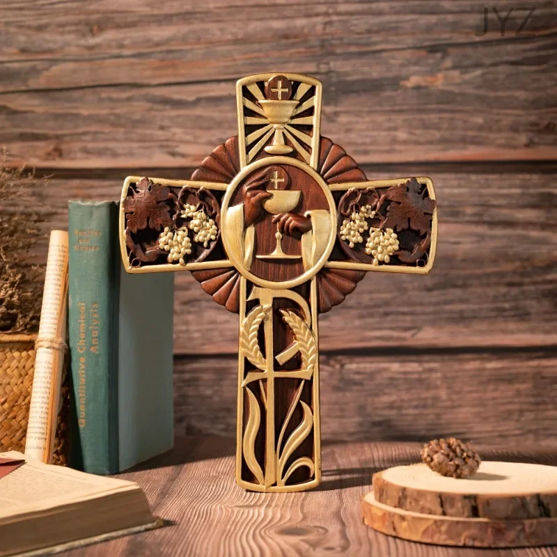 

Vintage Religious Holy Cross Wood Wall Hanging Jesus Catholic Home Living Decor