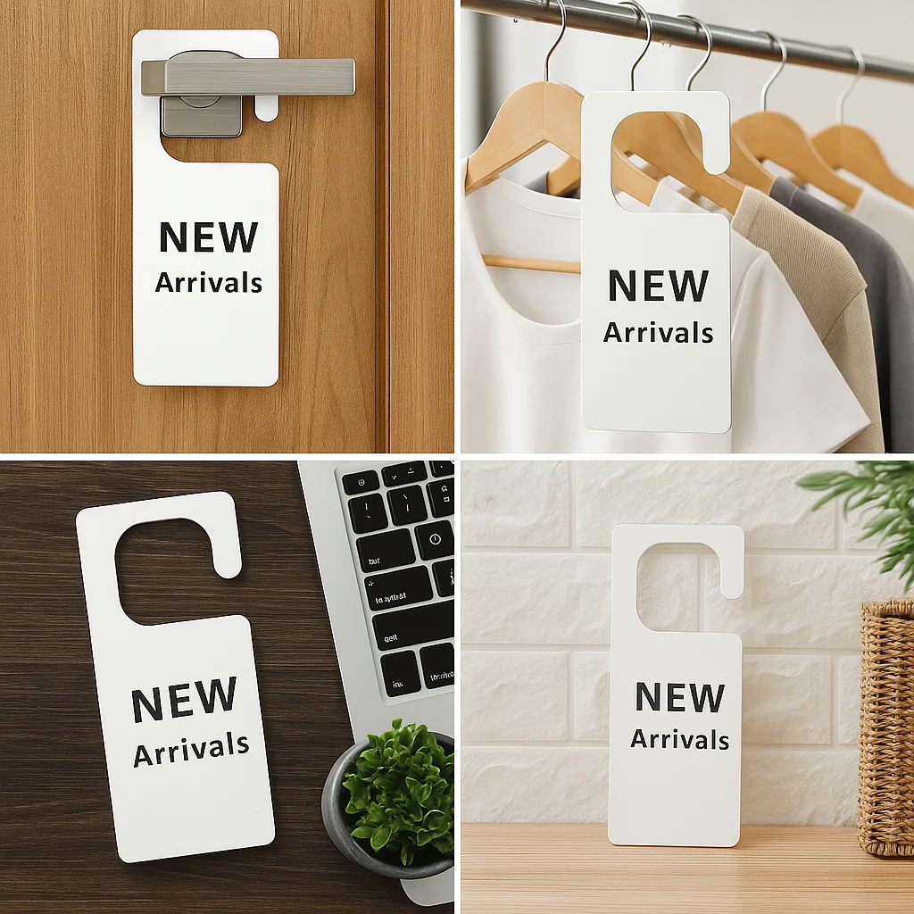 

2Pcs Custom Acrylic Door Hanger Sign – Double-Sided Black or White Board with Personalized Text Hotel & Home Door Plate