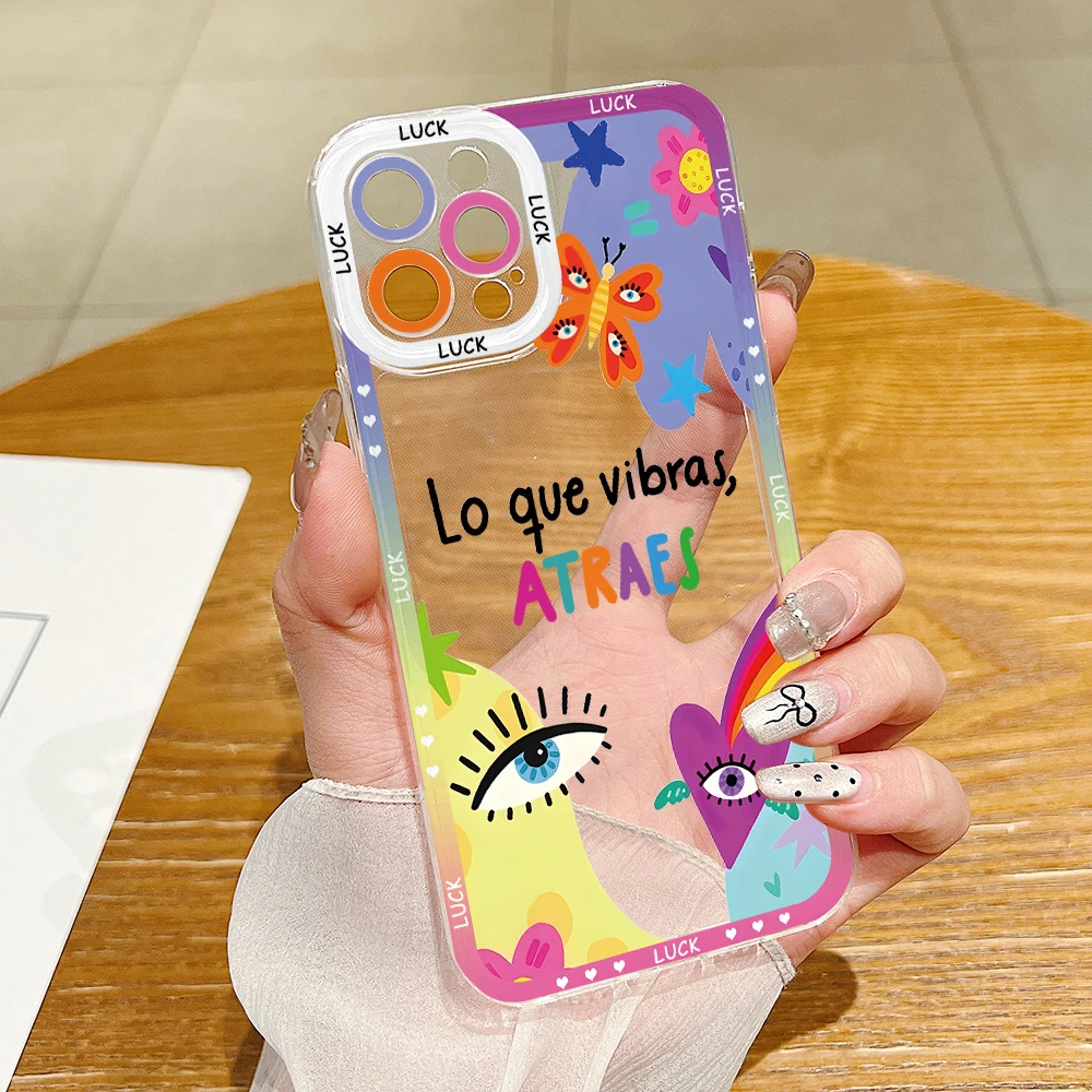 Turkish Blue Evil Eye Phone Case for iPhone 16 15 14 Plus 13 12 Mini 11 Pro Max X Xs XR 7 8 Border Print Transparent Soft Cover