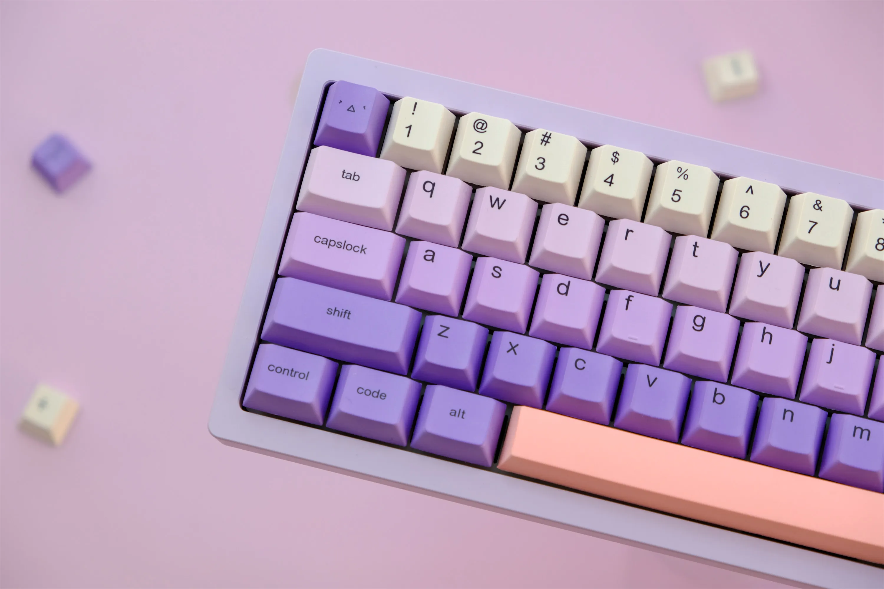 Imagem -03 - Keycap Roxo Bonito para Teclado Mecânico Pbt Keycaps Perfil de Cereja Dye-sub Personalizado 129 Chaves