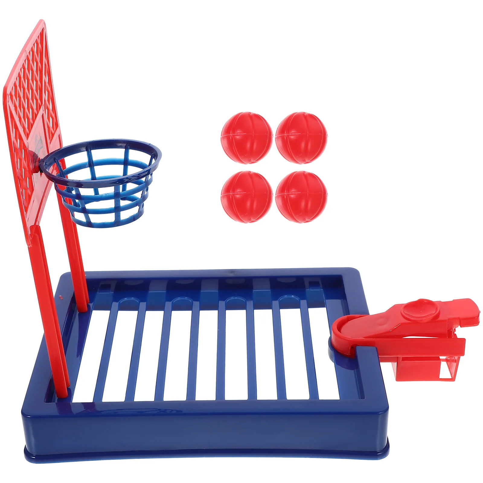 Mini aro de baloncesto, máquina catapulta de dedo, tiro de tenis de mesa para niños (rojo con 4 pelotas (bolsa), divertido juguete interactivo