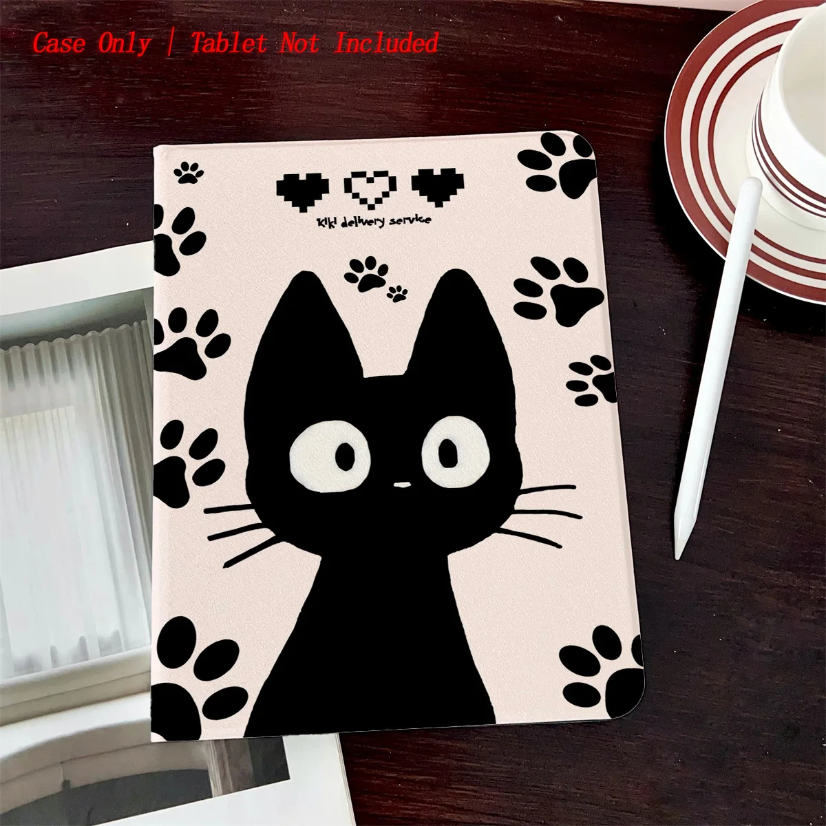 

Book Style iPad Case with Pen Slot & Unique Cat Print, Simple Fresh Style for Pro 12.9/11/Air 10.9/iPad 10.2/Mini 6, Shockproof