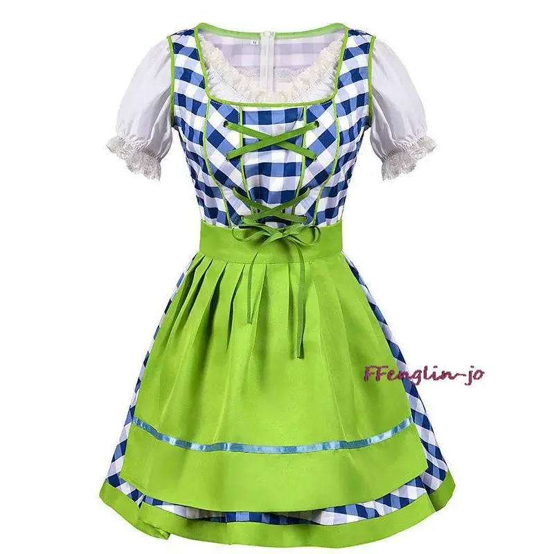 

2025 The New Lady Dirndl Oktoberfest Costume Bavarian National Pink Plaid Clubwear Cosplay Carnival Halloween Fancy Part ❤ ❤ $zz