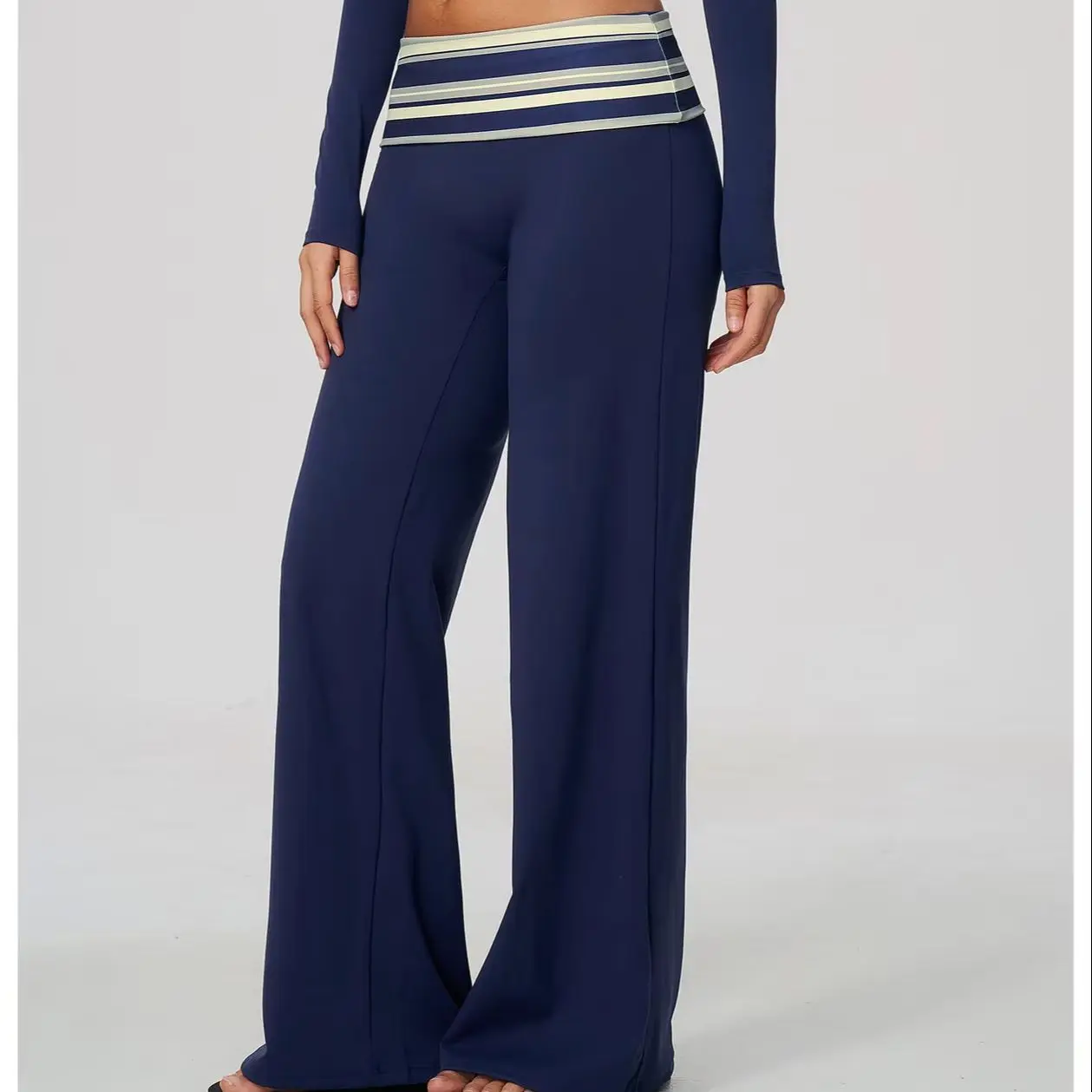 Women Casual Yoga Legging Wide Leg Sweatpants Fold Over Low Rise Flare Yoga Lounge Pants Back to Fitness Clothes Gym Leggings