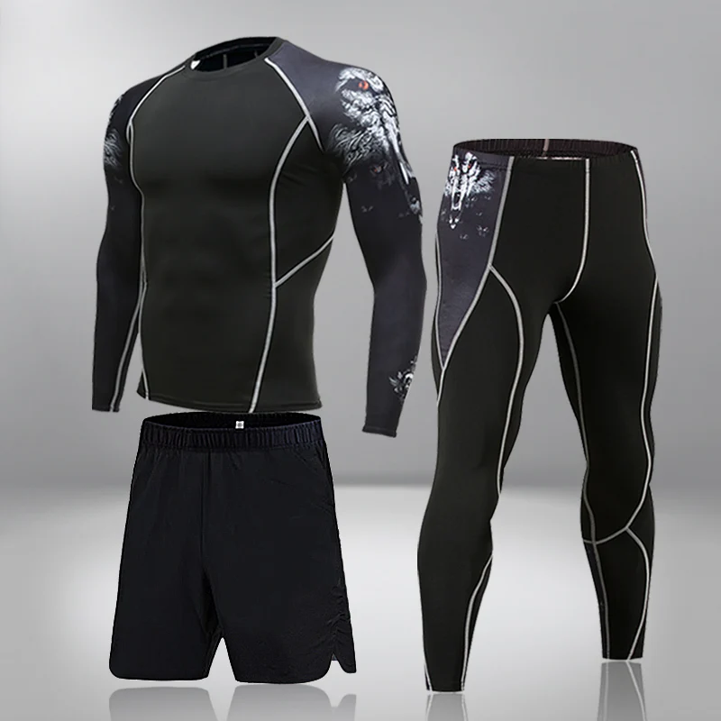 MMA BJJ Rashguard Camisetas e Calças para Homens, Rash Guard, Ginásio Fitness Treino, Camisolas De Boxe, Muay Thai Compressão, Shorts Esporte Terno