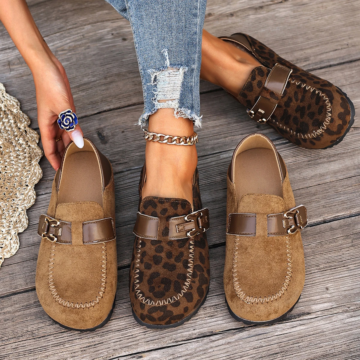 Women Round Toe Retro Shoes Slip on Mules Lightweight Casual Flats Shoes Comfortable Summer Flat Clogs Loafers Zapatos Mujer