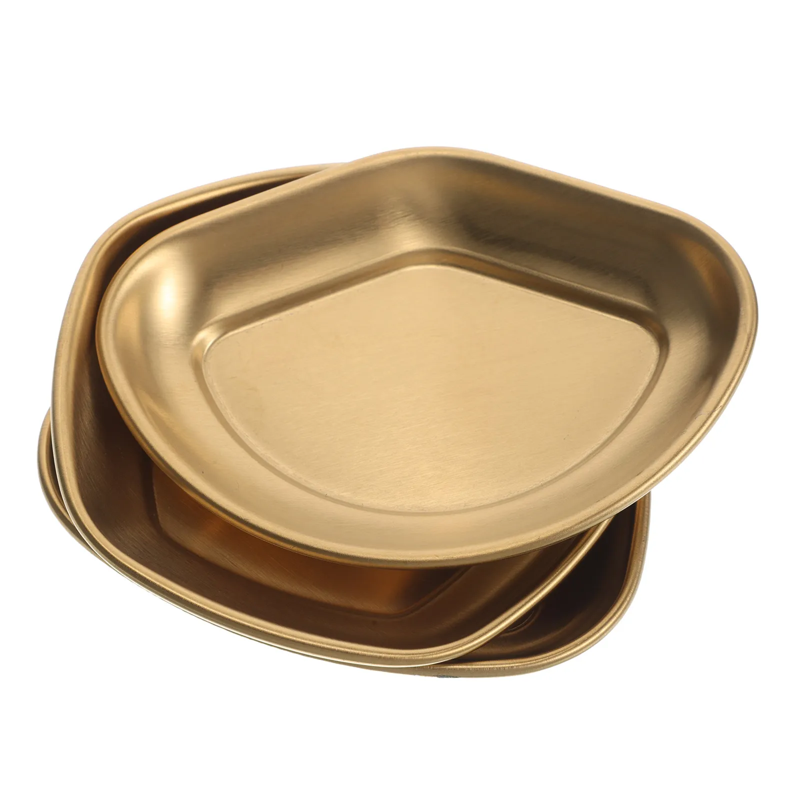 Juego de 3 Platos para Salsas de Acero Inoxidable, Diseño Irregular de Inspiración Coreana para Sushi, Salsa de Soya, Charcutería, Aceite de Oliva y Pan