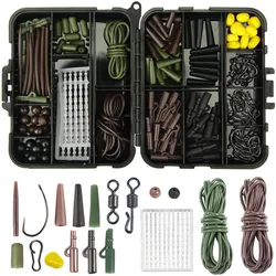 272Pcs Carp Fishing Terminal Tackle Kit Beads Snap Swivel Anti Tangle Sleeves Connector Tip Tube Positioner Carp Hooks With Box