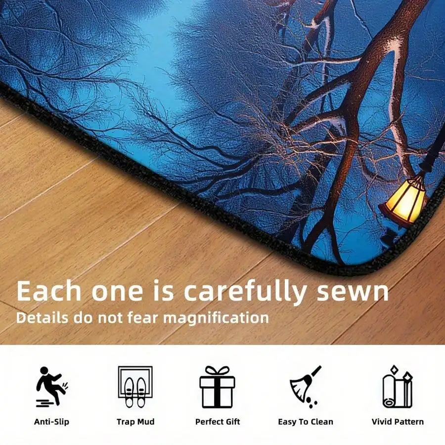 1 Universal Car Trunk Mat, Decorated With A Winter Night Stroll Pattern, Suitable For SUVs, Sedans, Or , Ideal For Family