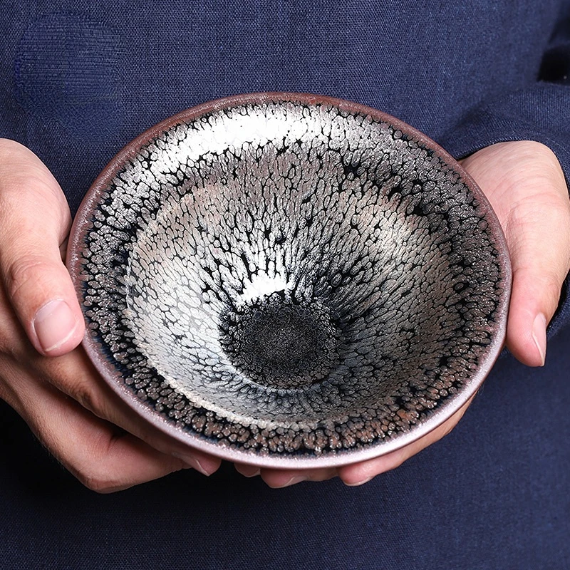 Jianyang-Handmade Large Bowl, Imitation of Song Dynasty, Large-Caliber, hundred Flowers, Single Iron Tire, Tea Washing Bucket