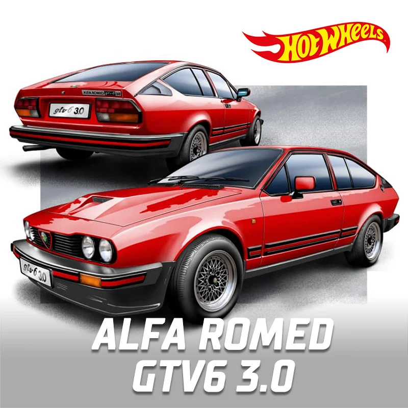 

HotWheels 1:64 Alfa Romeo GTV6 3.0 Alloy Sports Car Model Diecasts Metal Racing Vehicles Car Model High Simulation Kids Toy Gift